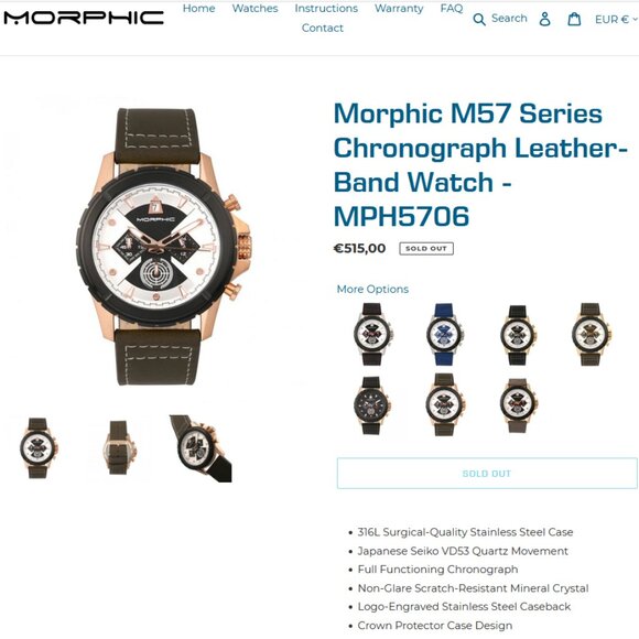 Morphic M57 Series MPH5706 Chronograph Leather Men's Watch - Picture 7 of 7